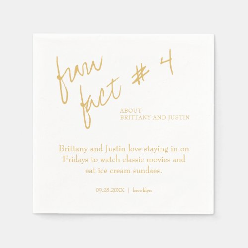 Brittany Simple Gold Fun Fact 4 Wedding Napkins