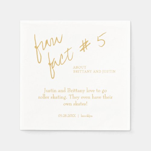 Brittany Simple Gold Fun Fact 5 Wedding Napkins