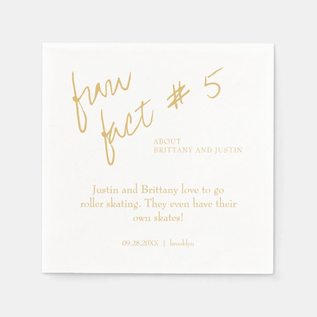 Brittany Simple Gold Fun Fact #5 Wedding Napkins (Front)