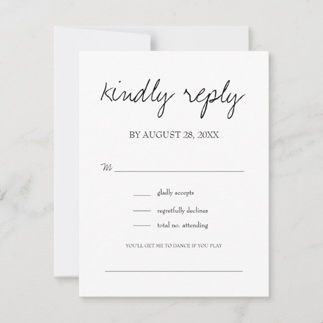 Brittany Simple Modern Calligraphy Song Request RSVP Card (Front)