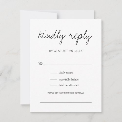 Brittany Simple Modern Calligraphy Song Request RSVP Card