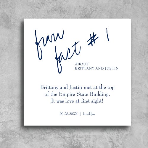 Brittany Simple Navy Blue Fun Fact 1 Wedding Napkins