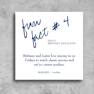 Brittany Simple Navy Blue Fun Fact #4 Wedding Napkins