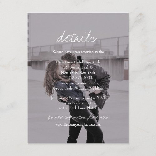 Brittany Simple Photo Guest Details Wedding Enclosure Card