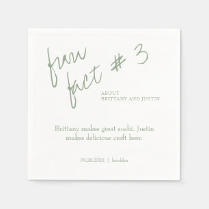 Brittany Simple Sage Green Fun Fact #3 Wedding Napkins