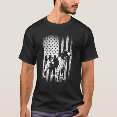 Brittany Spaniel American Flag Dog Dad Dog Mom T_Shirt