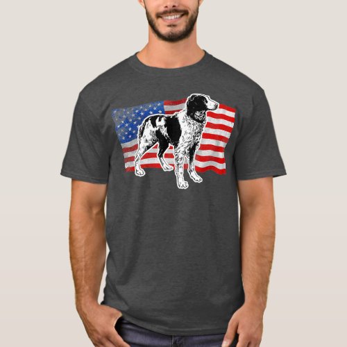 Brittany Spaniel  American Flag Dog Love Dogs T_Shirt