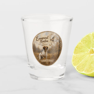 Brittany Spaniel and woodcock Shot Glass