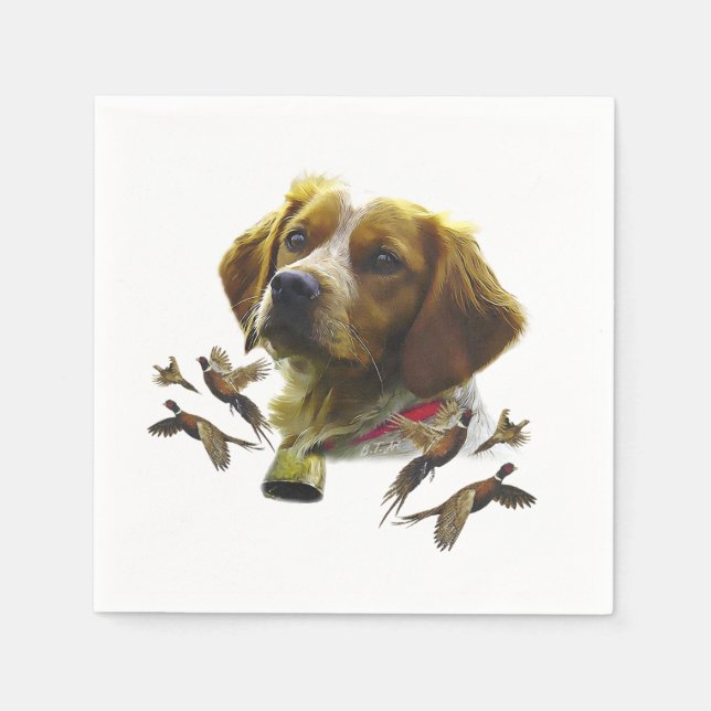 Brittany Spaniel Art ,  Napkins (Front)