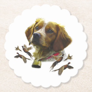 Brittany Spaniel Art , Paper Coaster