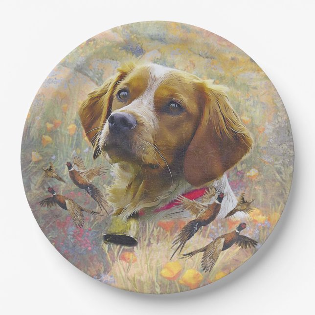 Brittany Spaniel Art ,  Paper Plates (Front)