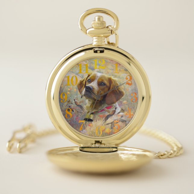 Brittany Spaniel Art ,  Pocket Watch (Inside)