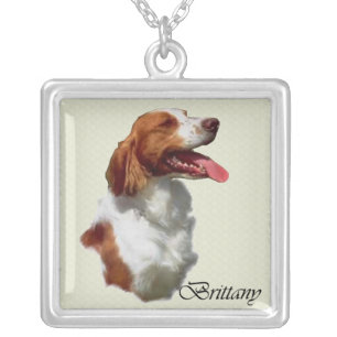 Brittany Spaniel Art Silver Plated Necklace