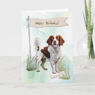 Brittany Spaniel Breed Dog Under Birthday Sign Card