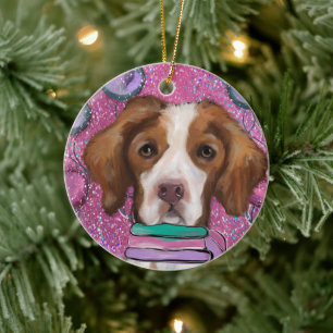 Brittany Spaniel Ceramic Ornament