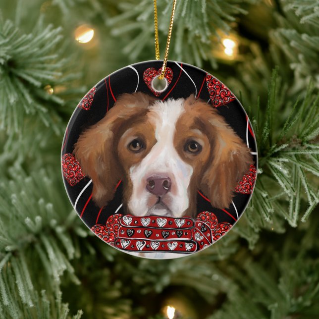 Brittany   Spaniel  Ceramic Ornament (Tree)