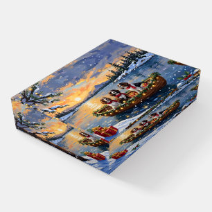 Brittany Spaniel Christmas Boat Holiday Paperweight