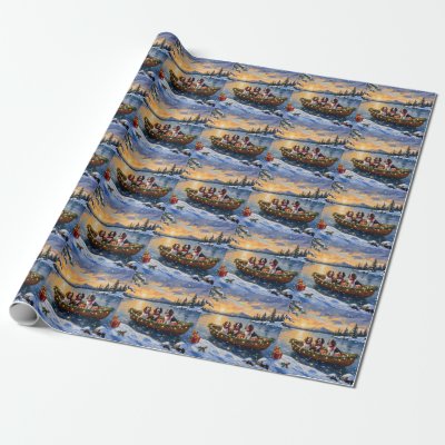 Brittany Spaniel Christmas Boat Holiday Wrapping Paper