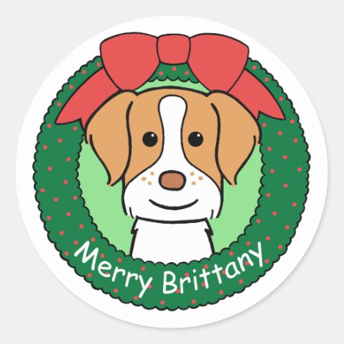 Brittany Spaniel Christmas Classic Round Sticker