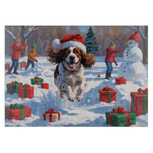 Brittany Spaniel Christmas Festive Snow Scene Cutting Board