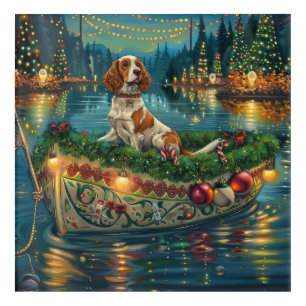 Brittany Spaniel Christmas Festive Voyage Acrylic Print