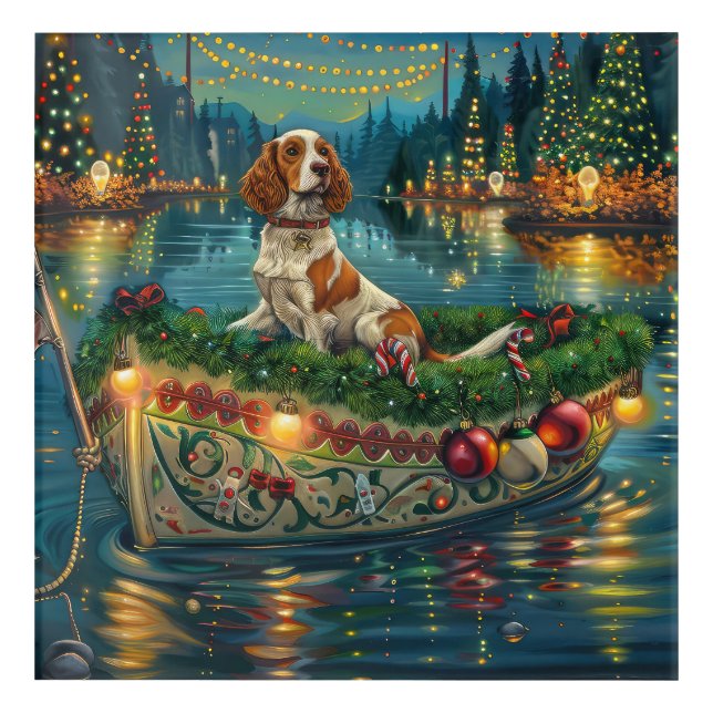 Brittany Spaniel Christmas Festive Voyage Acrylic Print (Front)