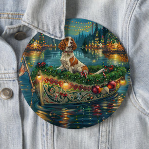 Brittany Spaniel Christmas Festive Voyage Button