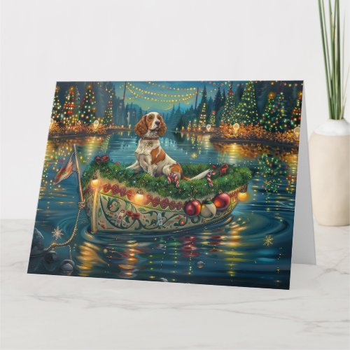 Brittany Spaniel Christmas Festive Voyage Card