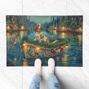 Brittany Spaniel Christmas Festive Voyage Doormat