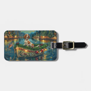 Brittany Spaniel Christmas Festive Voyage Luggage Tag