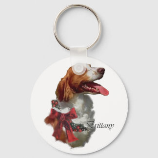 Brittany Spaniel Christmas Gifts Keychain