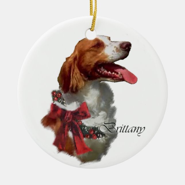 Brittany Spaniel Christmas Gifts Ornament (Front)