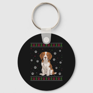 Brittany Spaniel Christmas Sweater Xmas Pet Animal Keychain