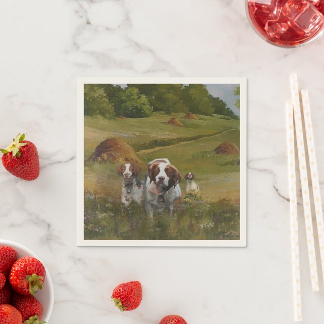 Brittany Spaniel Clock Napkins (Insitu)