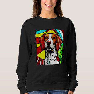 Brittany Spaniel - Colorful Stained Glass Premium Sweatshirt