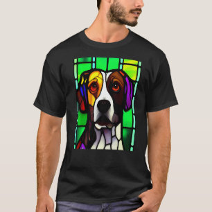 Brittany Spaniel - Colorful Stained Glass Premium_ T-Shirt