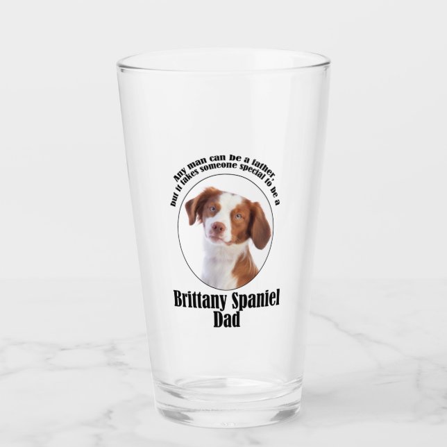 Brittany Spaniel Dad Glass (Front)