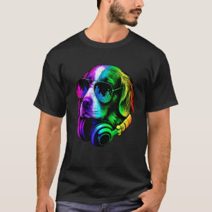 Brittany Spaniel DJ Headphones Retro Music Dog Lov T-Shirt
