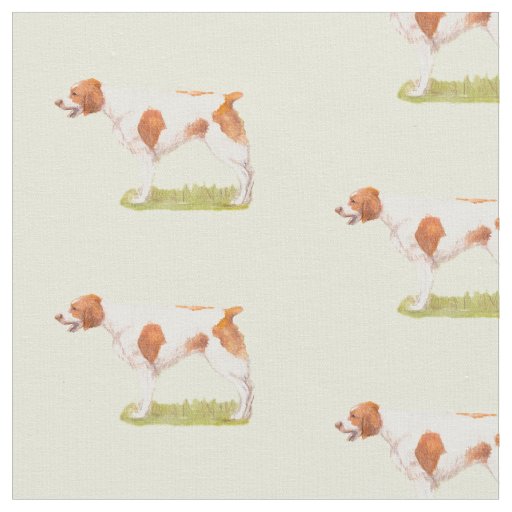 Brittany Spaniel Dog Art Fabric