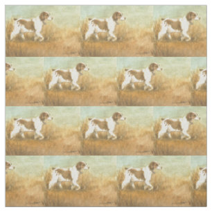 Brittany Spaniel Dog Art Fabric