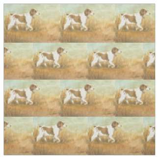 Brittany Spaniel Dog Art Fabric