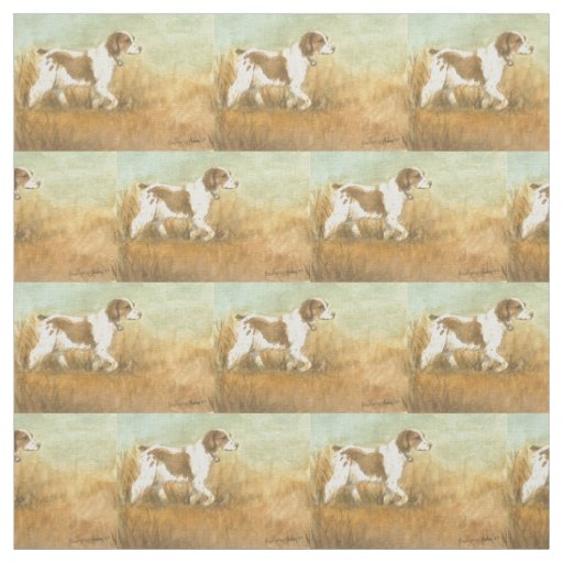Brittany Spaniel Dog Art Fabric