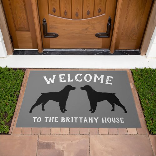 Brittany Spaniel Dog Breed Silhouettes Custom Doormat