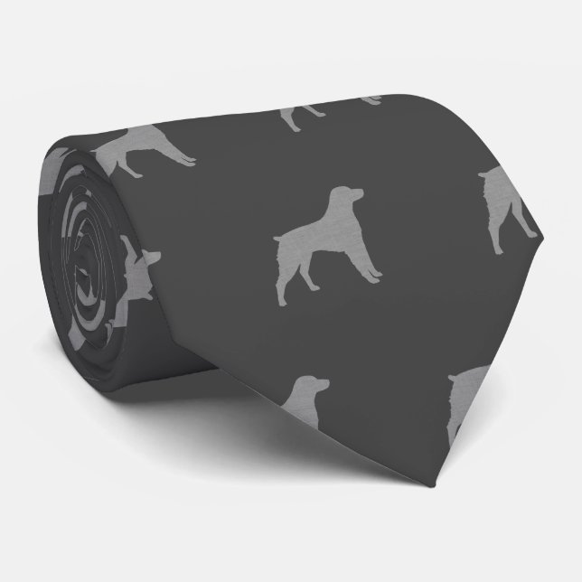 Brittany Spaniel Dog Breed Silhouettes Pattern Neck Tie (Rolled)