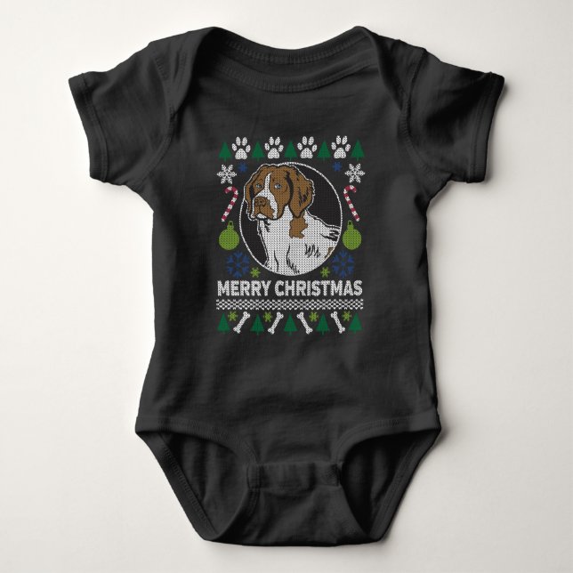 Brittany Spaniel Dog Breed Ugly Christmas Sweater (Front)