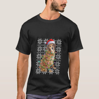 Brittany Spaniel Dog Christmas Lights Santa Hat Ug T-Shirt