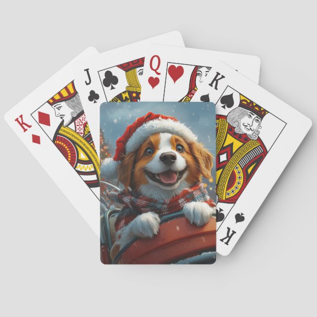 Brittany Spaniel Dog Christmas Poker Cards (Back)