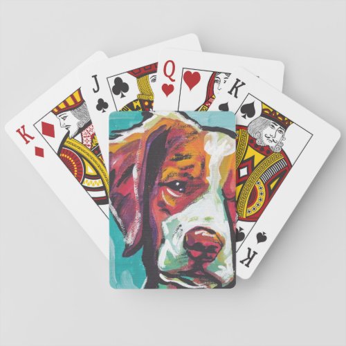 Brittany spaniel Dog fun bright pop art Playing Cards