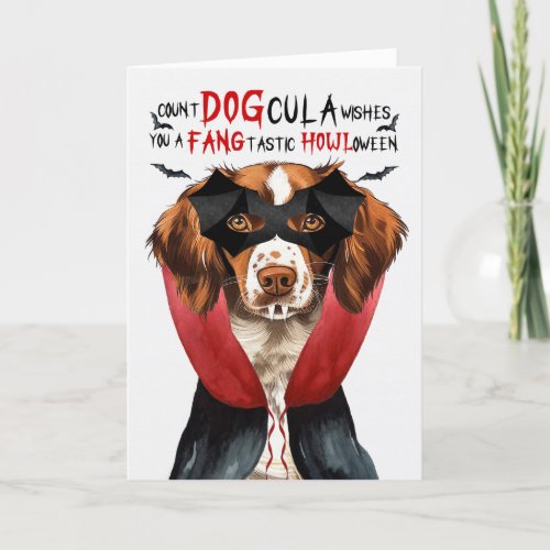 Brittany Spaniel Dog Funny Count DOGcula Halloween Holiday Card