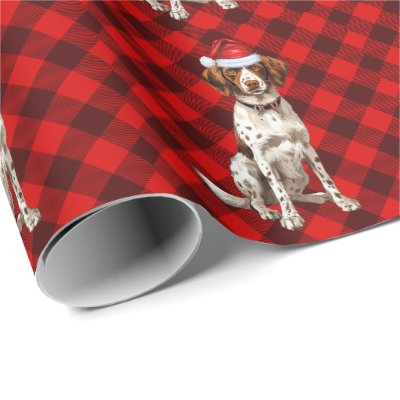 Brittany Spaniel Dog Funny Holiday Plaid Christmas Wrapping Paper